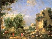 Napoletano, Filippo Landscape with Ruins and Figures oil